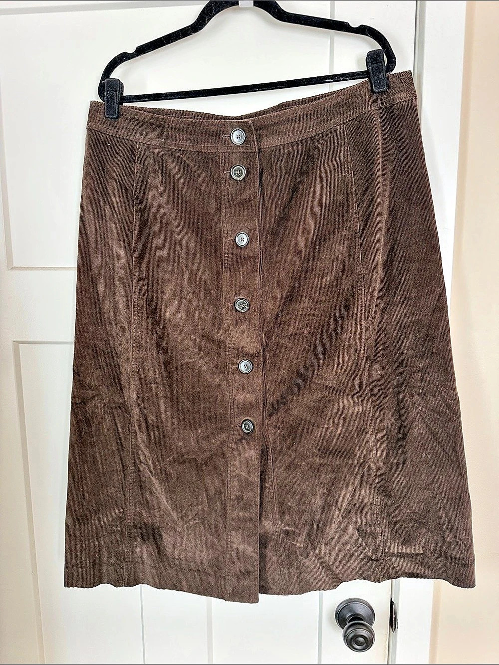 Banana Republic Factory Brown Corduroy Button-Front Midi Skirt Size 18